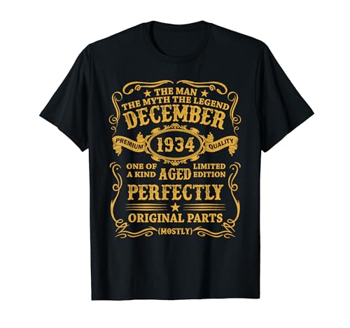 Diciembre 1934 90 Años Cumpleaños Hombre Hecho En 1934 Camiseta