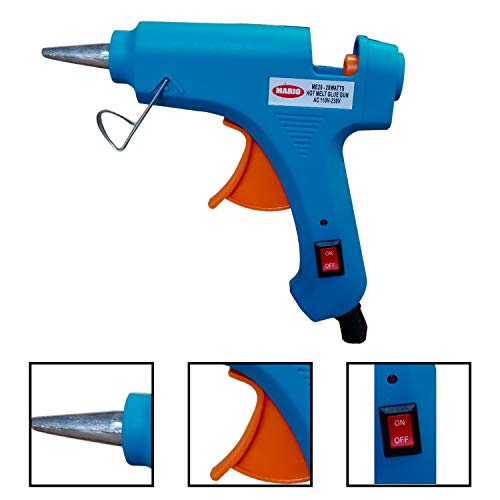 Mario 20W Lightweight Hot Melt Glue Gun – Fast Heating, On/Off Switch, High Durability, 5 Glue Sticks Included – Ideal for DIY, Crafts & Repairs – Blue (Color May Vary) – ME-20 - Image 3 thumbnail