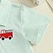 Little Kids Boy Lapel Collar Striped Print Polo Shirt Short Sleeve Embroidery Car T-Shirt Tops Summer Clothes (A-Green, 3-4 Years)
