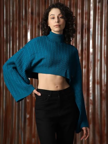 Image of High Star Women Acrylic Knitted Boxy Fit Turtle Neck Full Sleeves Sweaters 52