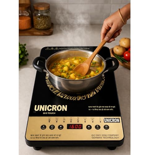 Image of UNICRON 2000 Watts Cooktop | Preset Indian Menu Options & Timer | Compatible With Metal Cookware With Flat Bottom | Easy to clean