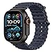 Produktbild Astorgos Ocean Armband Kompatibel mit Apple Watch Ultra 2/Ultra 49mm,S10 46mm,9/8/7 45mm,SE2/SE/6/5/4 44mm,3/2/1 42mm, Metallanschluss Sport Uhrenarmband für Männer Frauen, Schwarz/Marine Blau