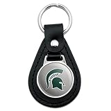 Black Leather Michigan State Spartan Logo Secondary Keychain