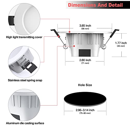 Smart Recessed Lighting 3 Inch, Multicolorred, Dimmable By App, Tunable White, 2700K-6500K, Cri80+, Magiclight 5W Rgb Color Changing Led Downlight, Canless Light #TOP1