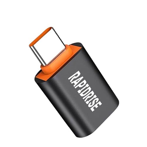 RAPIDRISE USB Type C Male to USB A 3.0 Female Adapter OTG 10A Fast Charging & 10Gbps Data Transfer for I-phone 15,MacBook Air,I-pad Pro,Samsung S24 S23 S22 S21,Pixel 8,Flash Drive, Thunderbolt(Black)