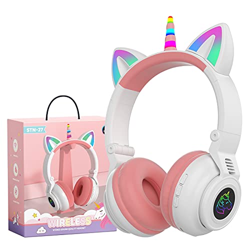 hisonic Einhorn Kopfhörer Bluetooth, kinderkopfhörer ab 3 Jahre, mit...