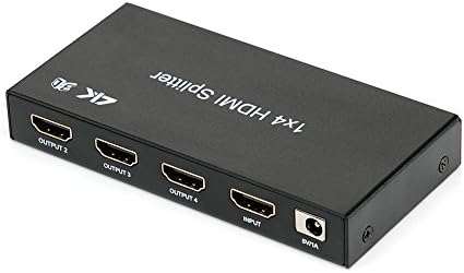 HDMI Splitter 4K,Ensigear 4-Port HDMI Splitter 1 in 4 output powered Full HD 1080P V1.4 3D with IR Wirless