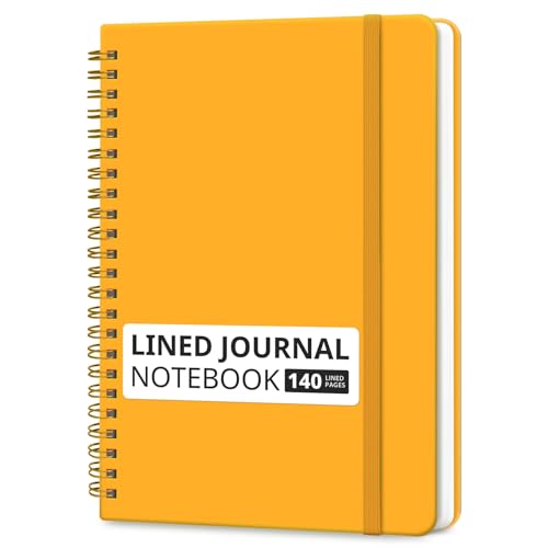 Image of Taja Lined Spiral Journal Notebook for Women & Men, 140 Pages, College Ruled Hardcover Notebook for Work & Note Taking, Journals for Writing, A5(5.7 inch x 7.9 inch) - Yellow