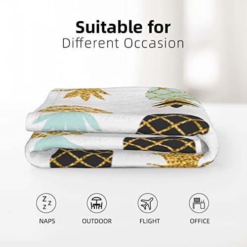 Cute Pineapple Stylish Glitter Throw Blanket Super Soft Warm Bed Blankets For Couch Bedroom Sofa Office Car, All Season Cozy Flannel Plush Blanket For Girls Boys Adults, 60 X 40 Inch #TOP4