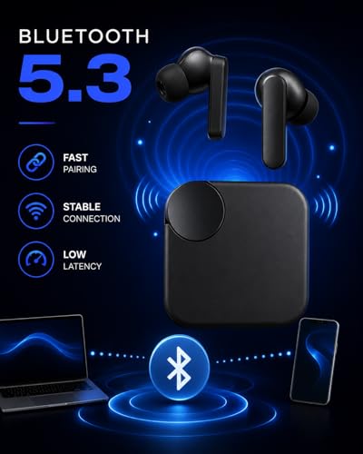 Image of Wireless Earbuds Bluetooth 5.3 TWS Earbuds with Deep Bass, ENC Noise Cancellation, Touch Control, HD Mic, Type-C Fast Charging, Low Latency Gaming Earbuds for Android iOS Smartphones