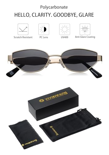 Retro Oval Cat Eye Sunglasses Womens Trendy 2025, Fashion Narrow Cateye Shades for Women UV Protection VF22493