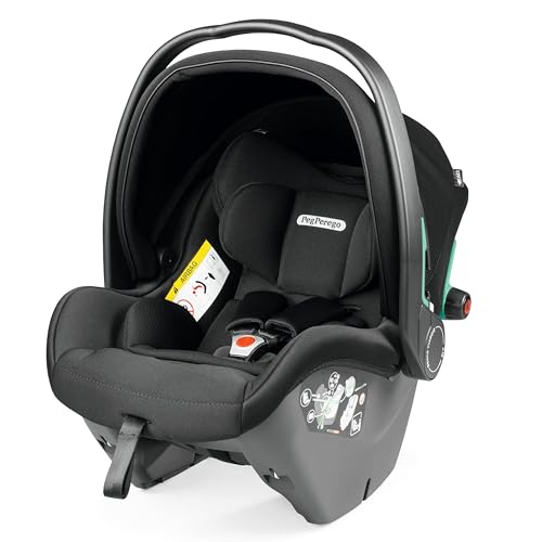 Peg Perego Primo Viaggio SLK - Seggiolino Auto Neonato ISOFIX (40-87 cm), 0-15 Mesi, 0-13 kg, Premiato nei Crash Test, Capottina UPF 50+, Seduta Imbottita, Protezioni Laterali, Onyx
