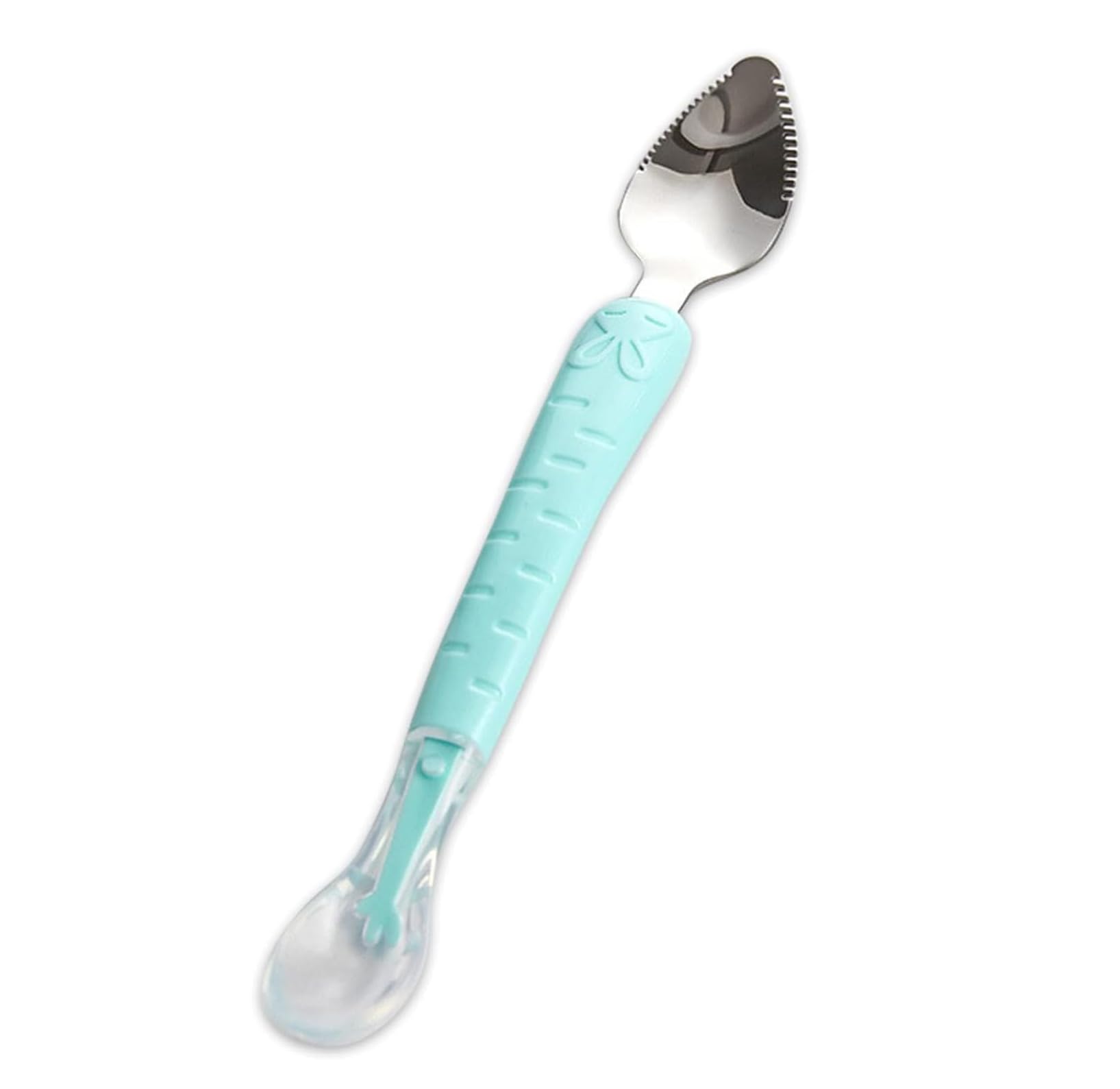 Aputue çift uçlu bebek kaşıkları, yumuşak yeşil silikon besleme gereçleri, BPA içermez dayanıklı yapı, meyve püresi ve yoğurt için uygun ergonomik tasarım, bebekler ile çocuklar için güvenli