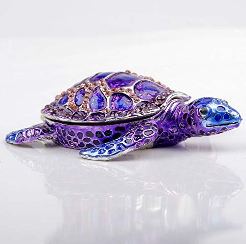 Sevenbees Purple Sea Turtle Figurine Decorative Jewelry Boxes Hinged Trinket Box Sea Turtle #TOP5
