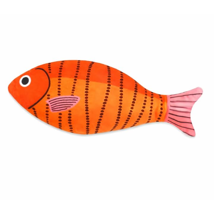 PETZ R US Pet Plush Chew Fish Toy for Cats & Dogs – Soft, Durable, Non-Toxic Interactive Toy for Chewing, Play, and Dental Health-Orange