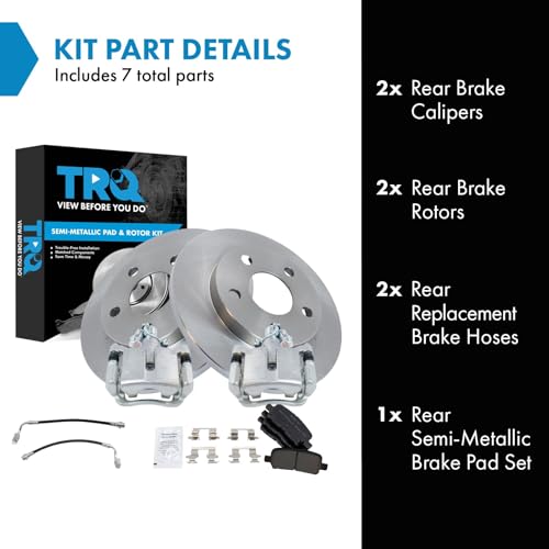 Image of TRQ Rear Brake Pad & Rotor Kit Semi-Metallic Compatible with 2011-2013 Chevrolet Impala 2014-2016 Impala Limited