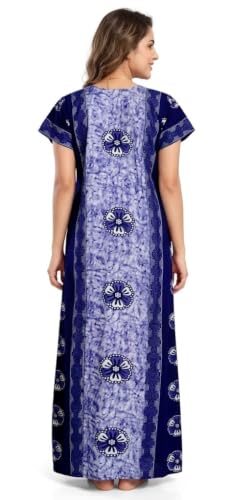 Image of Keyocean Women's Cotton Printed Maxi Nighty, Full Length Night Gown for Women, Comfortable Nightwear and Sleepwear, Free Size, Pack of 2