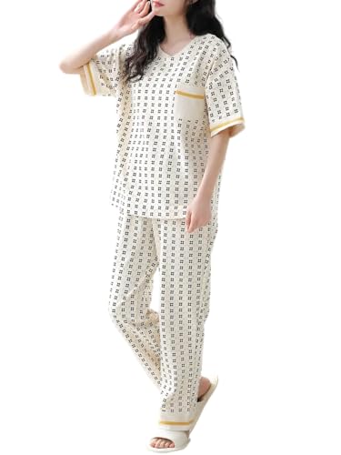 Image of Celary Women's Korean Night Suit Set | Round Neck Full Sleeve Top & Printed Ankle Length Pyjama | Skin-Friendly Fabric Soft Breathable Stretchable Loungewear | M to 2XL