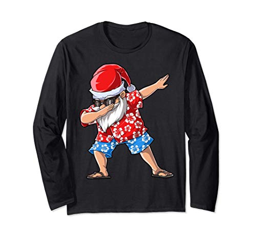 Dabbing Santa Christmas in July Funny Men Tropical Hawaiian Manga Larga
