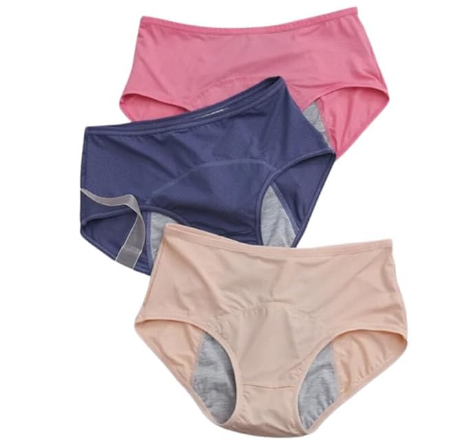 Tippsy Go pad Free Medium Flow Period Panty Hipster Underwear Leak Proof for Medium Flow,Reusable for 2 Years Without Pads (Assorted Colour) (Multicolor)