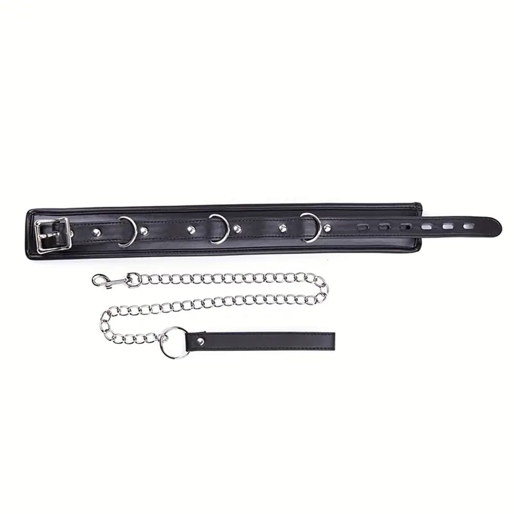 HAZURE 1 collar negro ajustable de piel sintética con juguete de cadena.