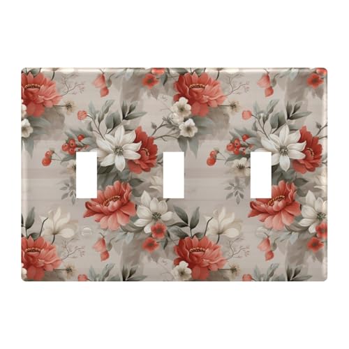 Light Switch Cover Flower Wall Plates for Electrical Outlets 3 Gang 202a8790
