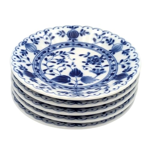 ??(Ichikyu) Mino Ware 507-14 Small Plates, Soy Sauce Plates, Set of 5, Diameter Approx. 4.7 inches (12 cm), Microwave, Dishwasher Safe, Tableware, Lightweight, Romance Onion, Made in Japan