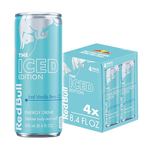 Image of Red Bull Iced Edition Energy Drink, Iced Vanilla Berry, 8.4 fl. oz., Pack of 4, with 80mg Caffeine, Taurine & B Vitamins