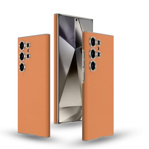 Image of Midkart Leather Case Compatible with Samsung Galaxy S24 Ultra Release 2024 Hard PC Smooth Lightweight Slim Camera Protection Cover, Orange