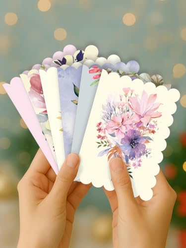 Image of DOODLE Floral Blank Notecards with Envelopes - Set of 12 Mini Greeting Cards with 12 Envelopes | Thank You Notes, Gift Enclosures & All Occasion Cards