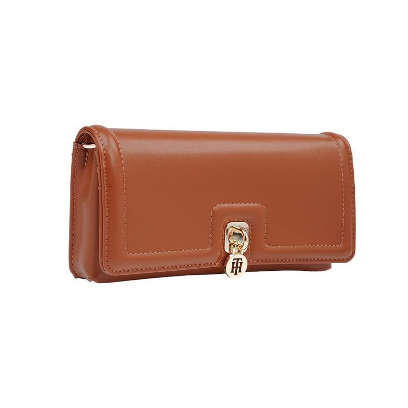 Image of Tommy Hilfiger Women's Flap Wallet with Detachable Sling Lumiere - Tan | PU Solid Finish | | No. of Compartment - 2 | Stylish Clutch for Women