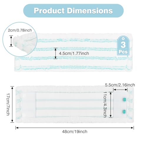 Tesmotor 3-Pack Ersatz Wischbezüge für Leifheit Profi XL Micro Duo, Bodenwischer Ersatzbezug für Leifheit, Effiziente Mikrofaser Ersatzbezug für Alle Hartböden