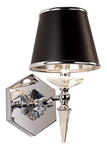 Vienna Full Spectrum Manhattan Modern Sconce Wall Decor Chrome Crystal Hardwired 13" High Fixture Black Paper Shade For Bedroom Bathroom Bedside House Reading Living Room Home Hallway Kitchen #TOP1