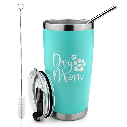 Dog Mom Tumbler- 20 Oz Travel Mug For Dog Lovers Christmas Birthday Gift With Premium Sealed Lid, Stainless Steel Straw #TOP1