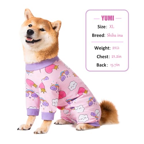 Image of Dog Recovery Suit for Small Medium Large Dogs, Pet Onesie After Surgery Comfort Dog Bodysuit Anti Licking (2X-Large, Pink Heart)