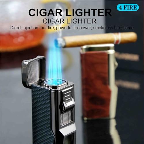 Encendedor de cuatro llamas recargable de butano miniatura 2