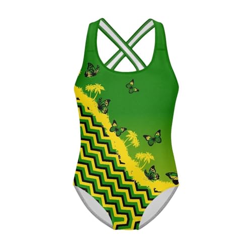 Girls One Piece Swimsuit Teens Cross Back Summer Beach Wear for 5-14Y