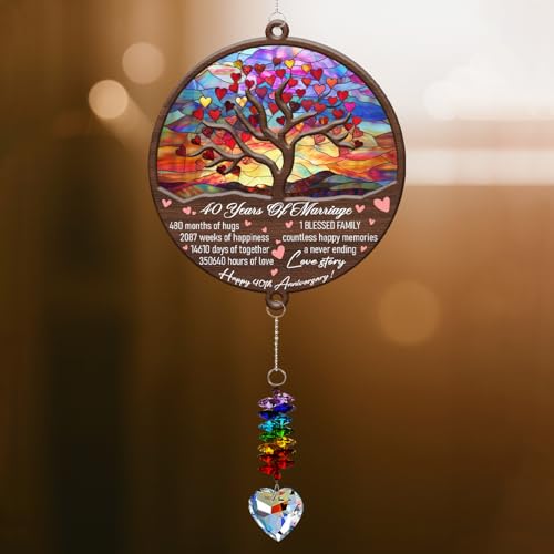 40th Wedding Anniversary Ornament Crytal Suncatcher – Ruby for Parents,