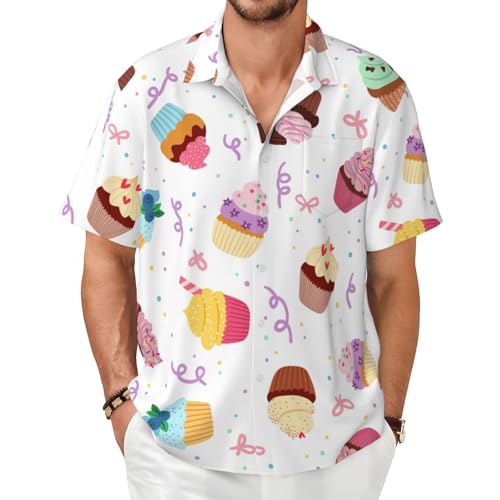 Chemise à manches courtes pour homme motif cupcakes vêtements d'été confort