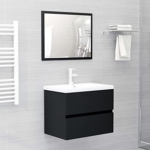 SKM Mobile Bagno con Lavabo Integrato Nero in