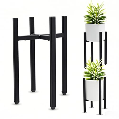 Plant Stand,Adjustable flower pot stand，Mid Century Modern Tall Flower Stand for Indoor,Metal Flower Potted Holder Indoor，Fit 10-14 Inch Pots, Black