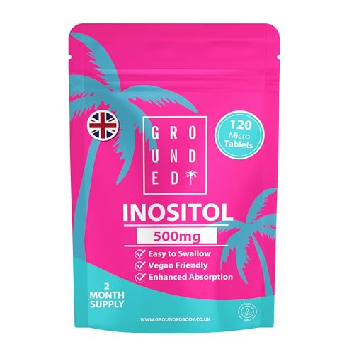 Grounded Inositol 500mg | 120 Micro Tablets | Pure Myo-Inositol for Hormonal Balance & Mental Performance | 2 Month Supply | Vegan-Friendly & Made in the UK