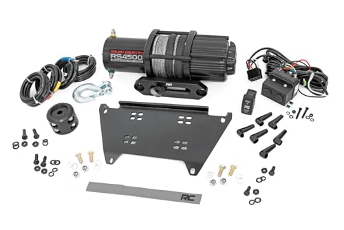 Rough Country 4,500 LB Winch Mount for Polaris Ranger XP 1000 - Bolt-On Mounting Plate with RS4500S UTV Winch & Synthetic Rope by Rough Country - Used condition - US$180.82