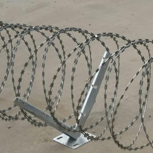 4 Pack Galvanized V-Brackets for Razor Wire, Barb Wire Extension, Concertina Fence Support, Durable Hot-Dip Coated Garden Security Solutions