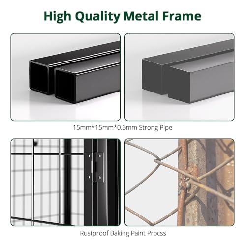 PawGiant Dog Kennel Outdoor, Dog House with Roof Waterproof Cover for Medium to Small Dog Outside 4ft x 4ft x 4.5ft, Pet Enclosures Crate Cage Playpen Run Indoor