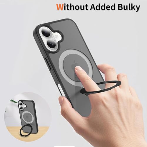 Image of Magnetic for iPhone 16 Plus Case, 6.7 inch, Compatible with MagSafe, Rugged Kickstand, Not-Yellowing Military-Grade Protection, Matte Black