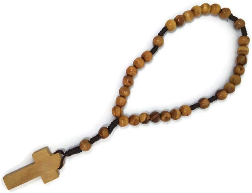 Olive Wood Anglican Rosary | Brown Rope Twine | Prayer Beads | Hand Made in Bethlehem