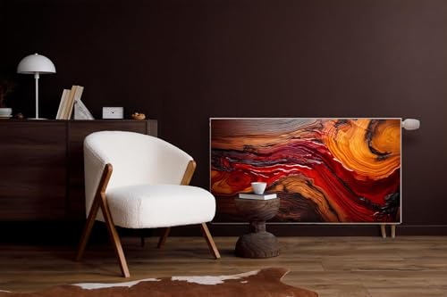 Cache radiateur magnétique 110x60 cm effet bois et résine rouge - 3
