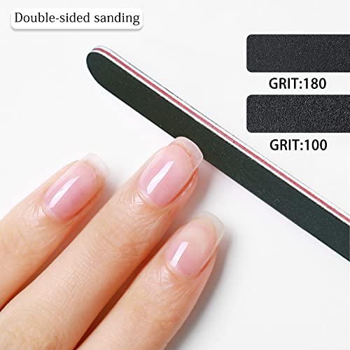 Jovananail Files & Buffer, 100/180 Double Grit Sided Nail Files Reuseable Manicure Tools Kit Professional Rectangular Art Care Buffer Block Tools 2 Pcs/Pa(Black)(Purple) #TOP3