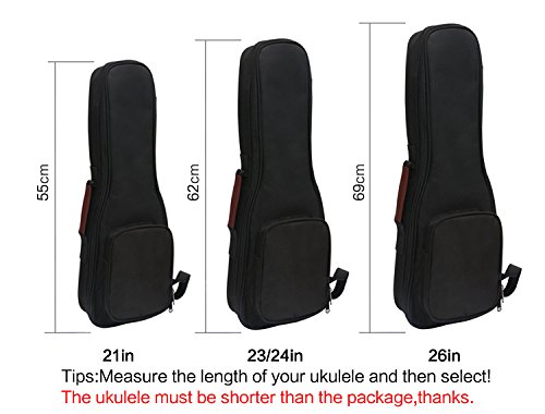 Hot Seal 10Mm Leather Handles Thick Durable Colorful Ukulele Case Bag With Storage (26In, Black) #TOP5